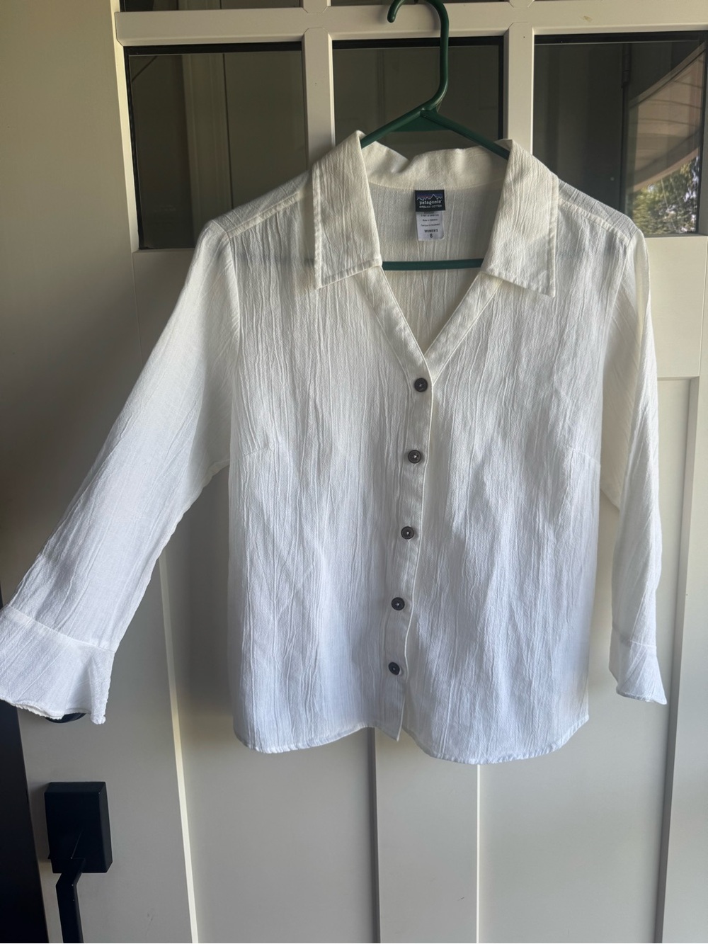 Patagonia White Textured Button-Up Blouse